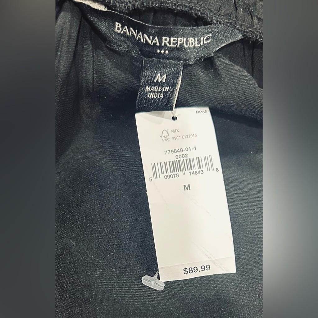 NWT Banana Republic SZ M Black faux wrap dress w/ruffled neckline/bust 32”-38”