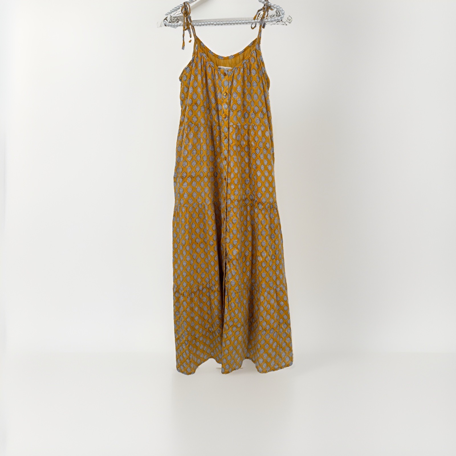 Emerson Fry India Collection Hand Block Printed Button Front Maxi Dress M/L??