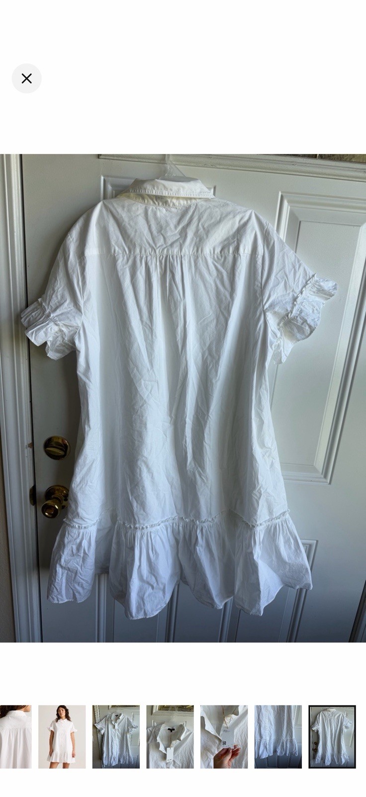Quince 100% Organic Cotton Poplin Short Sleeve Ruffle Shirt Dress NWT Size M