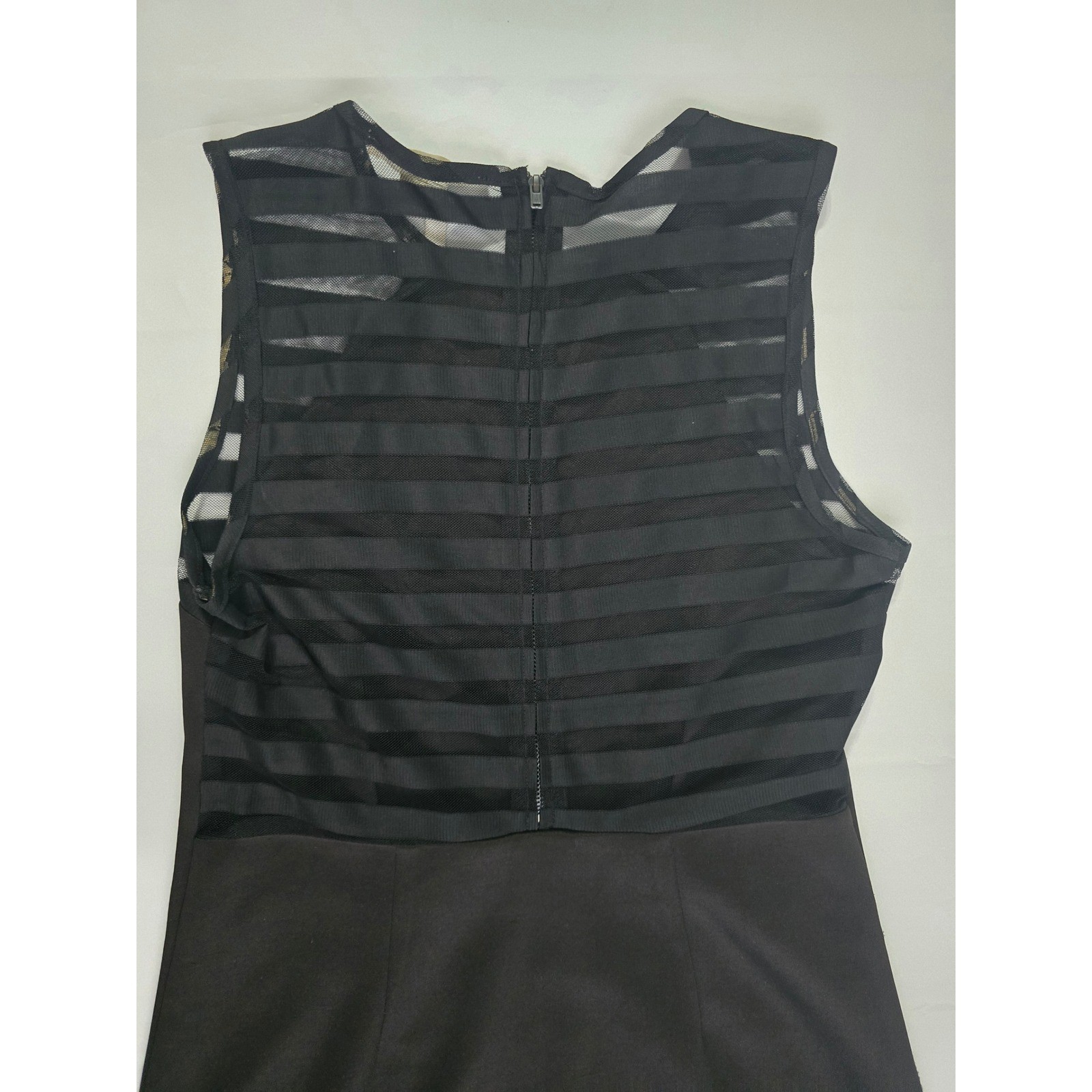 BCBGeneration Black Sleeveless Mesh Stripe Back Mini Dress Small