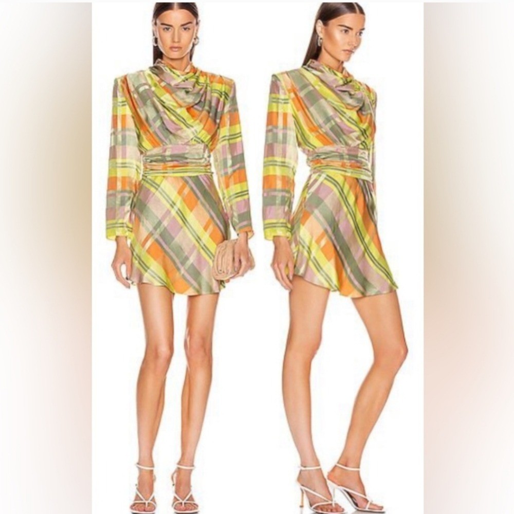 GRLFRND Leona Mini Dress in Green Plaid Size S REVOLVE