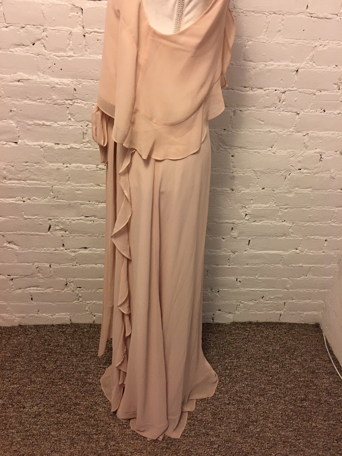Bhldn Donna Morgan Collection ruffle halter and maxi skirt set pink 8 wedding