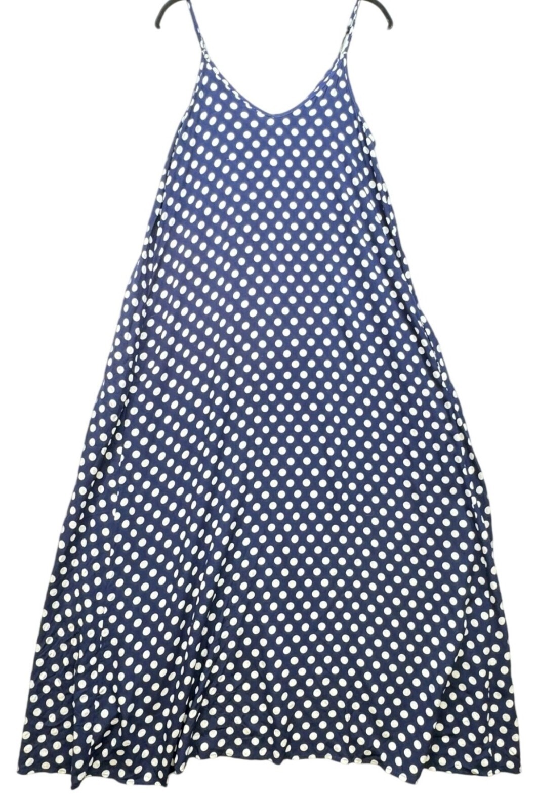 Lilbetter Womens Polka Dot Maxi Sleeveless Dress Medium Blue & White Strappy