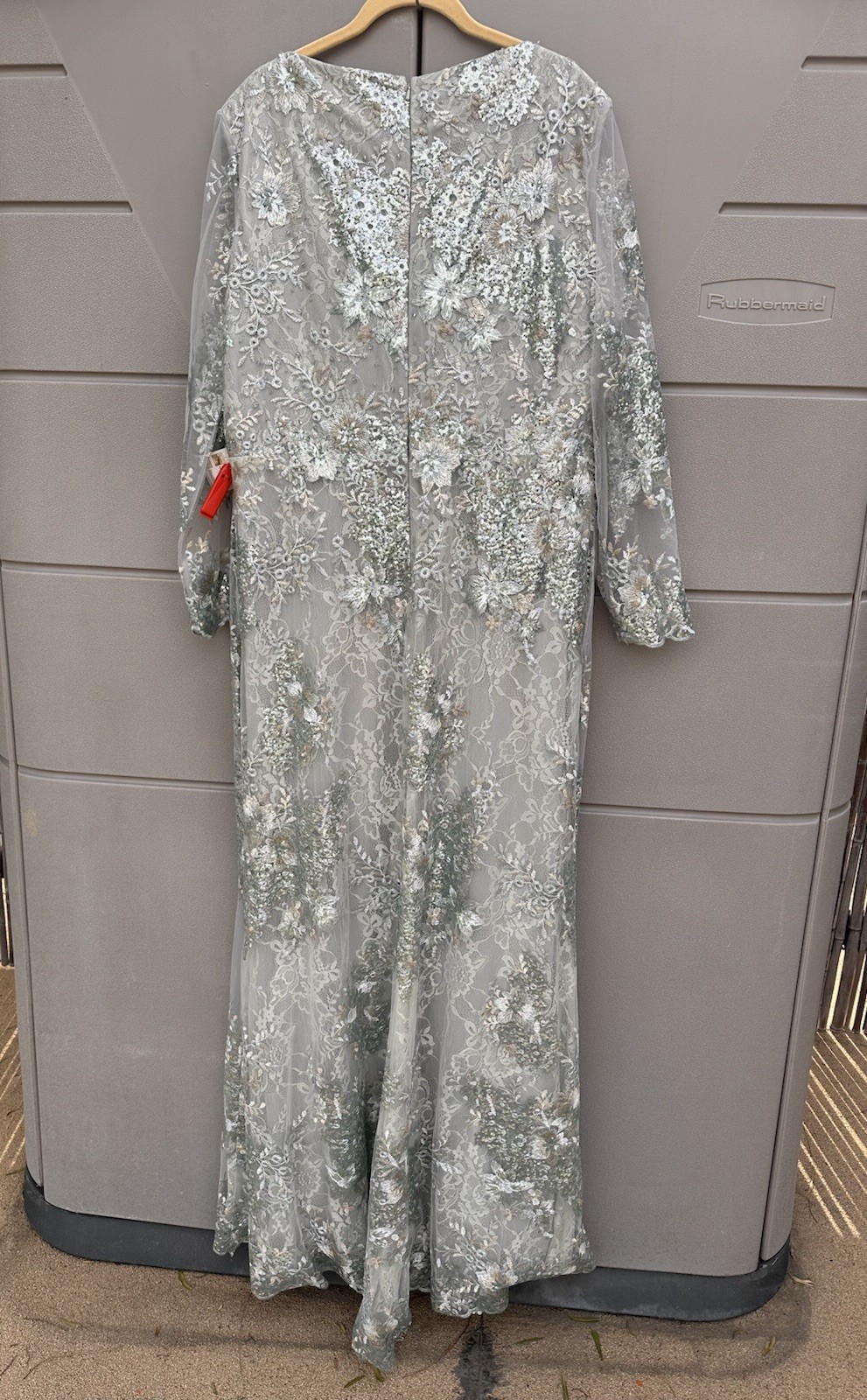 Mac Duggal Floral Embellished V-Neck Illusion Long Sleeve Gown 67539 Seamist 18