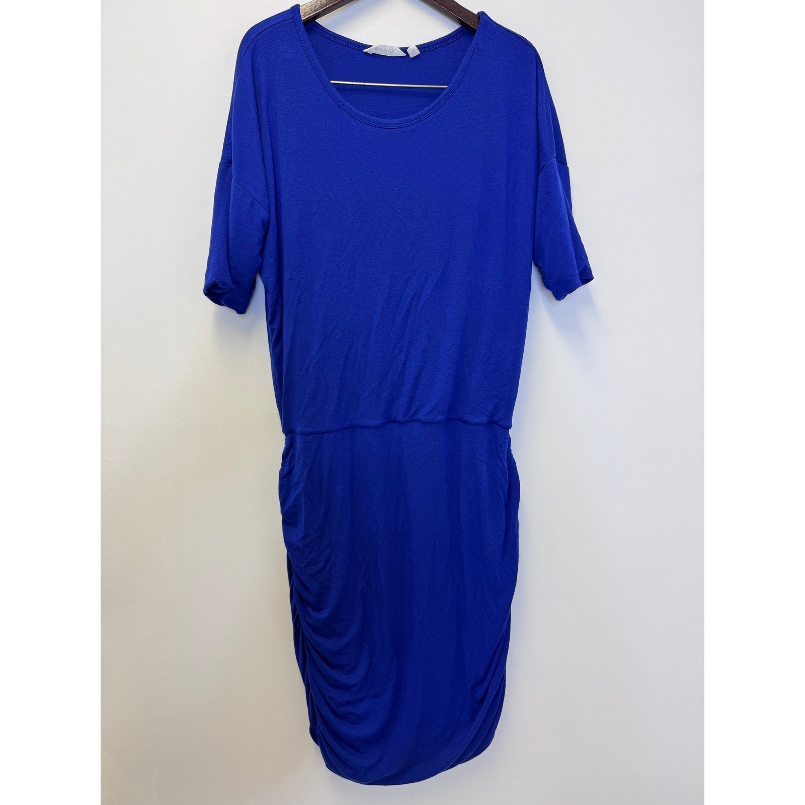 Athleta Royal Blue Ruched Midi Dress Modal Wool Blend 243065 Womens Large