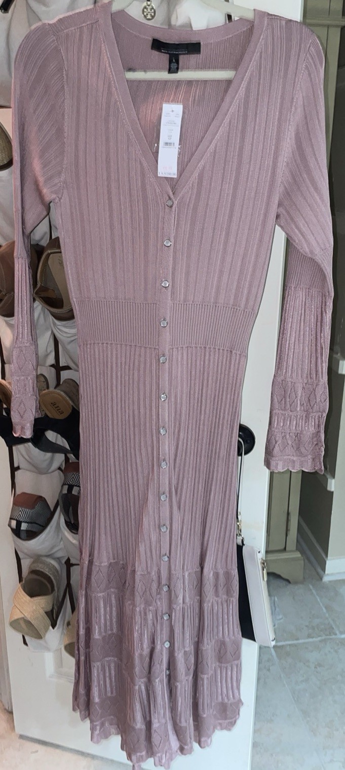 NWT WHBM Sz SP 4,6,8 Button Front Sweater Dress Scalloped Hem Orig Price $180