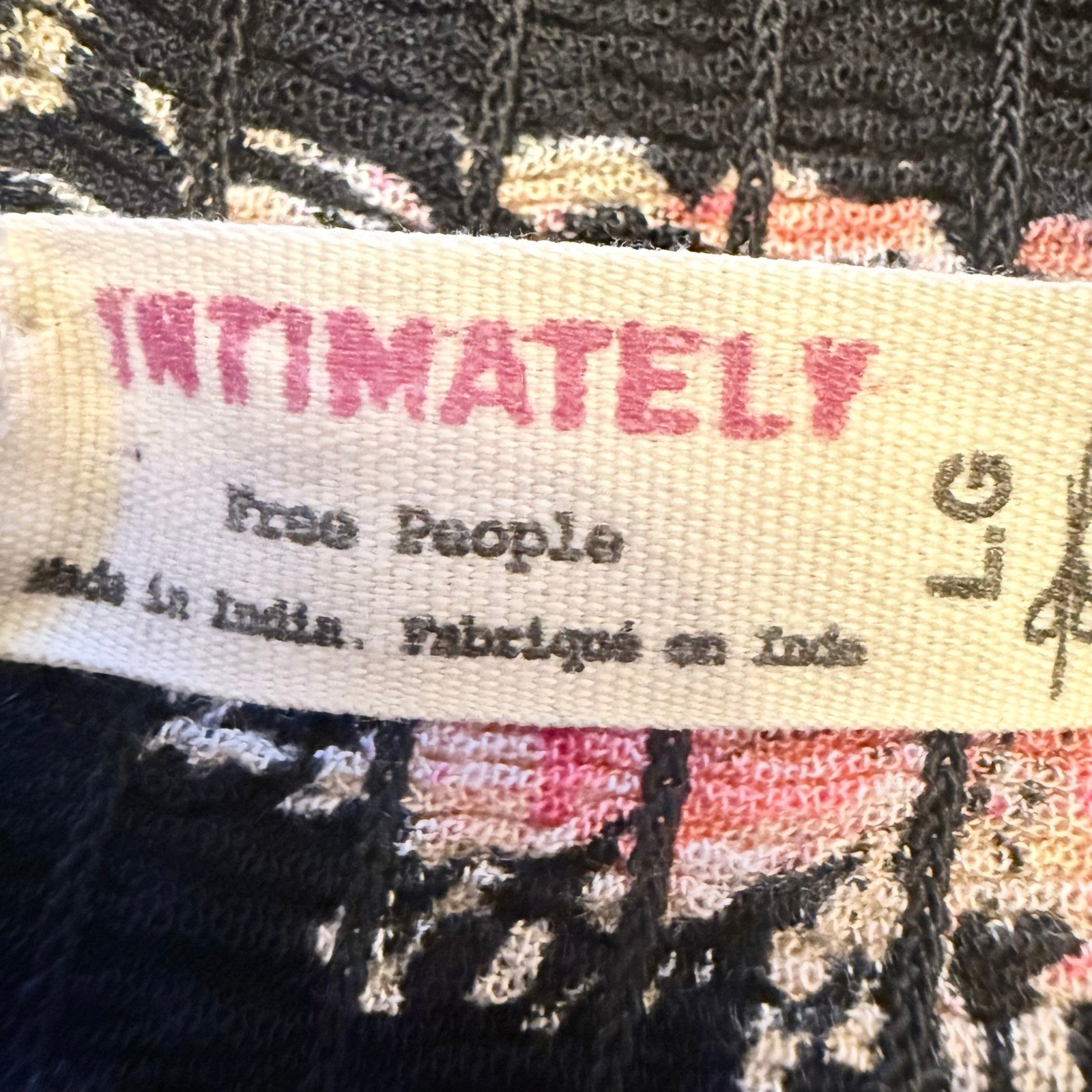 Free People Intimately Maxi Dress Floral Smocked Tie Strap Boho Womens LG Black