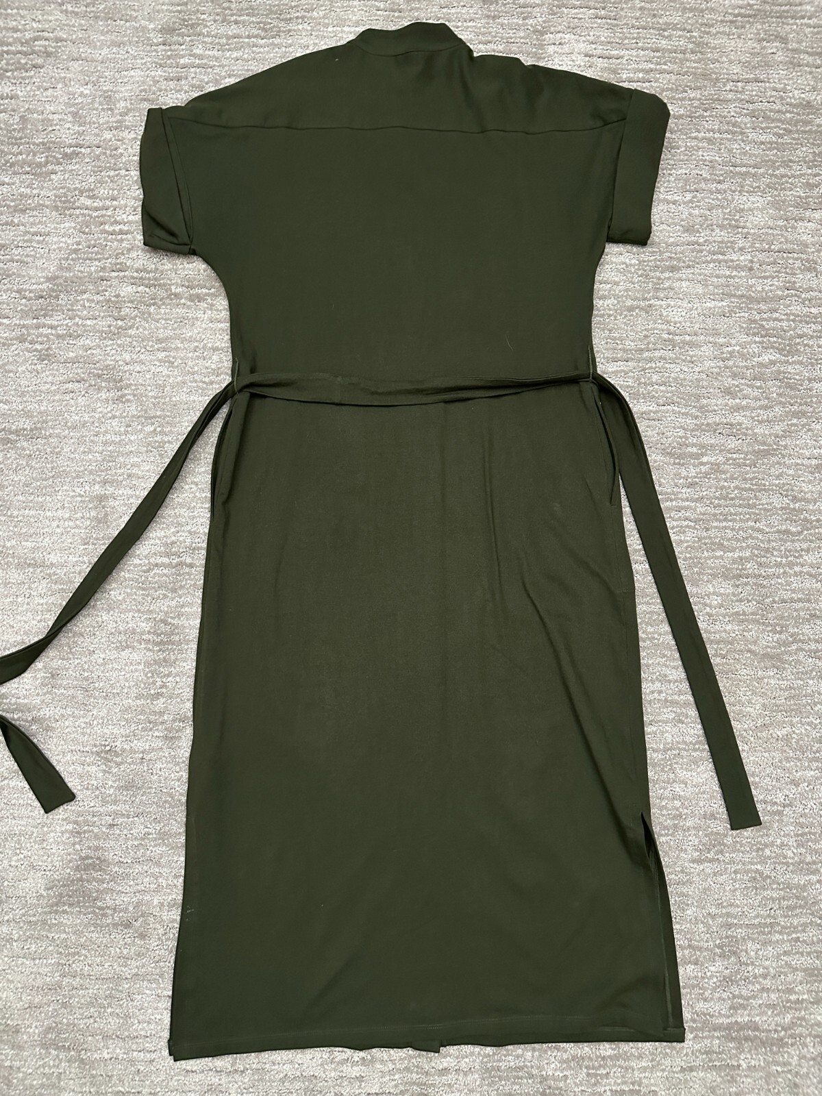 eShakti Dress Womens Medium Green Belted Button Front Pockets Utility Shirt