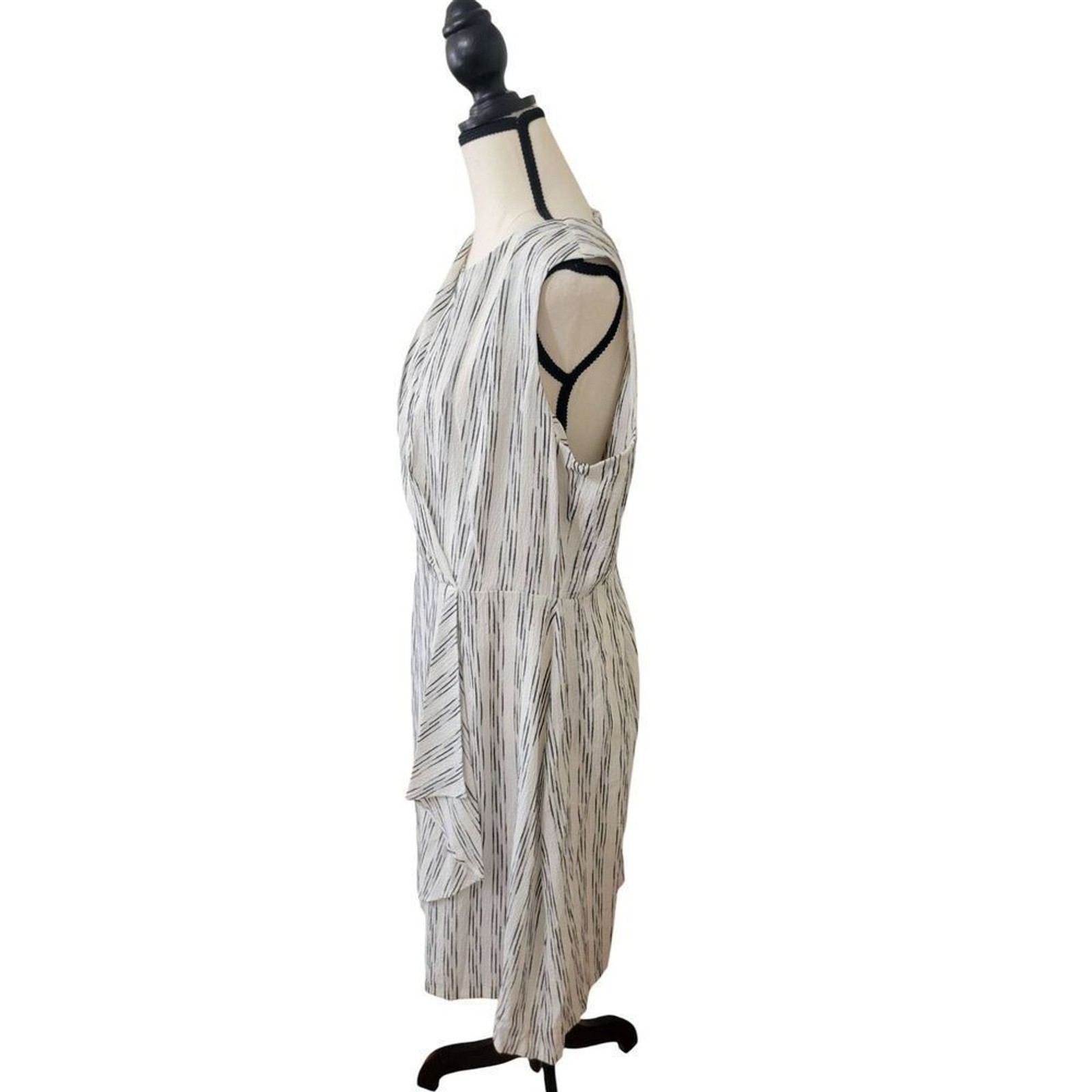 Calvin Klein Vertical Striped Sleeveless Wrap Dress Sz 12 Summer Dress