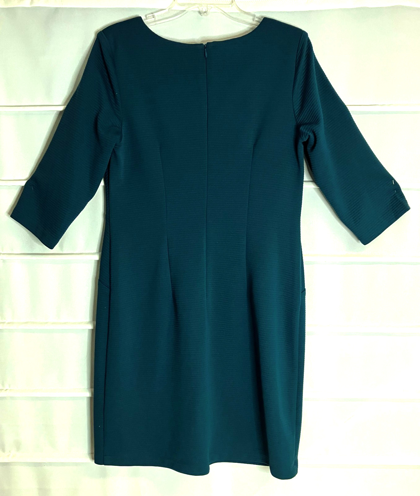 Alyx Petite Dark Green Ribbed Polyester Knit 3/4 Sleeve Dress Size 14 Petite EC!
