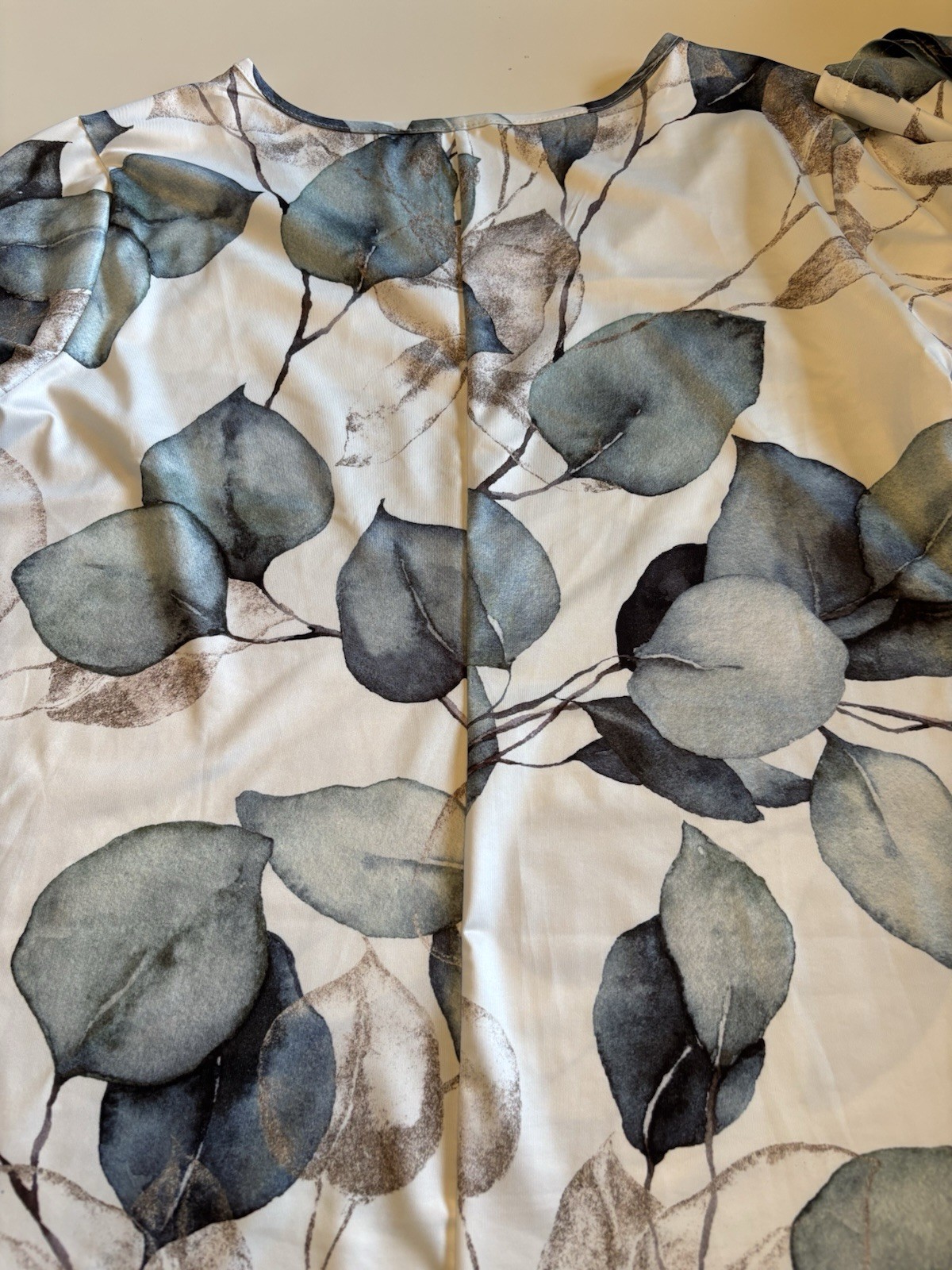 Leaf Print Dress SIZE XXL 95% Polyester Mini Knee Length 3/4 Bell Sleeves