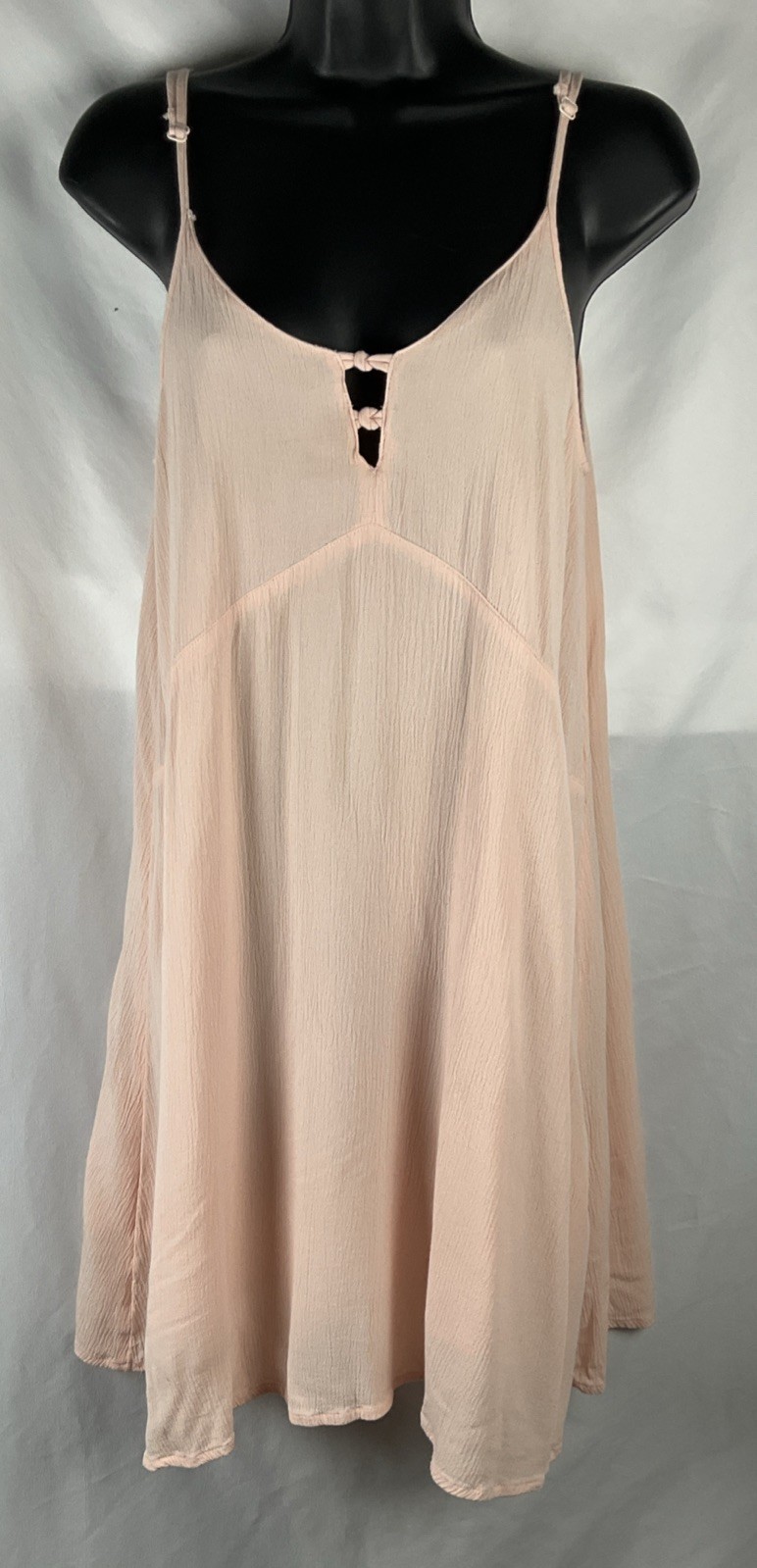 Roxy Women’s Medium Peach Slip Shift Mini Dress Lined Adjustable Straps Summer