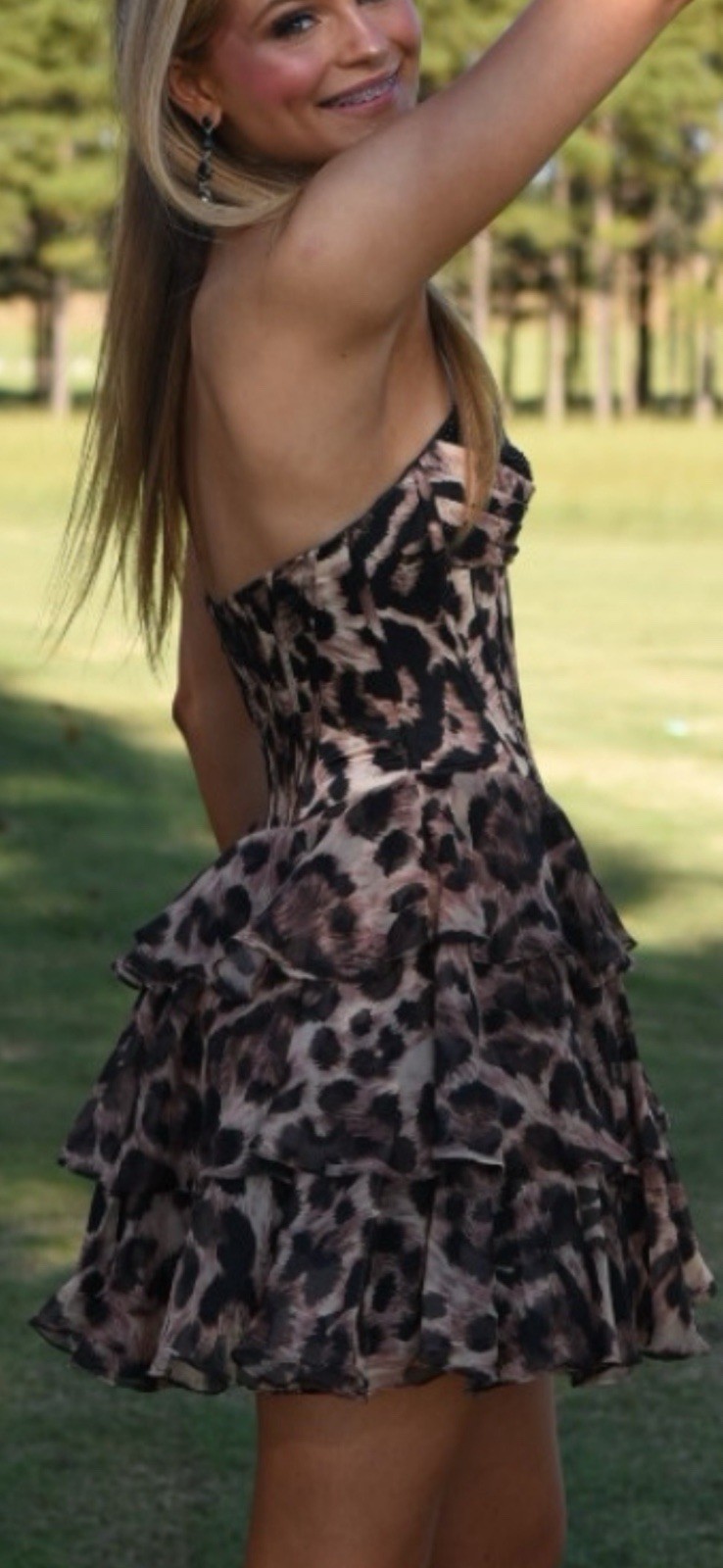 Ava Presley Leopard Print Strapless Homecoming Prom party Adjustable Sizing