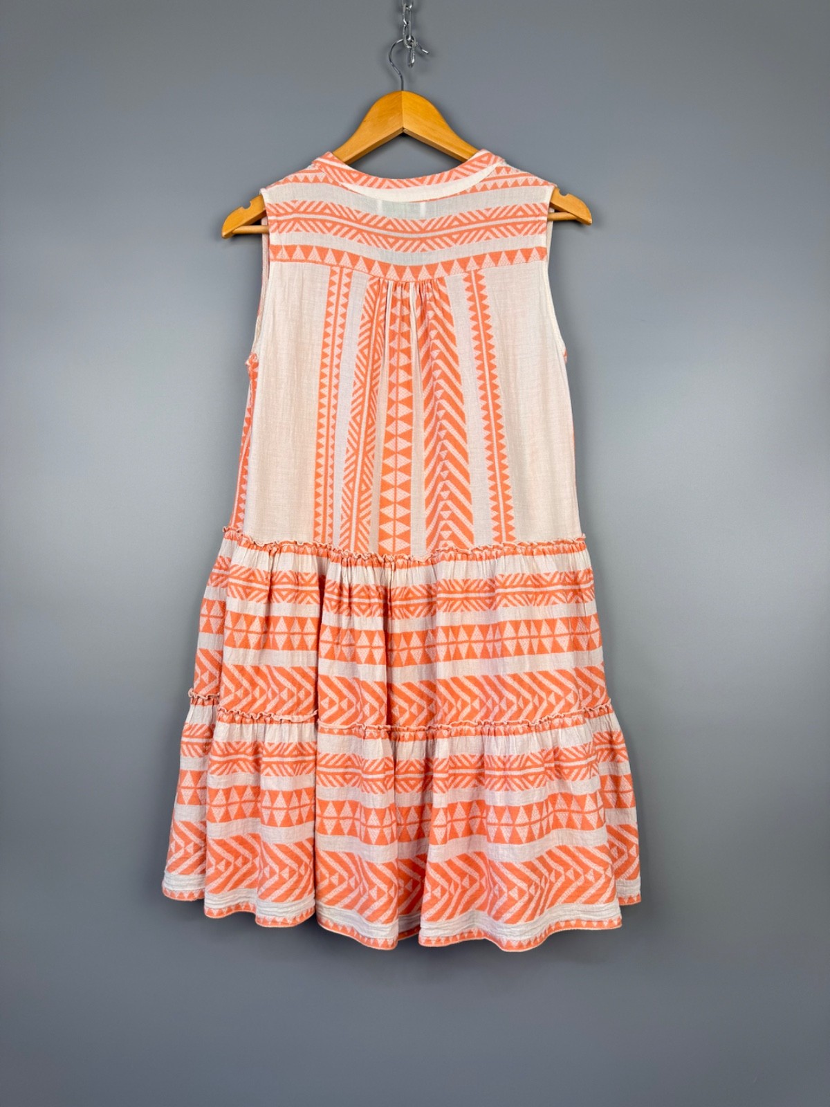Devotion Twins Ella Mini Dress Sleeveless Salmon Orange White Geometric Women XS