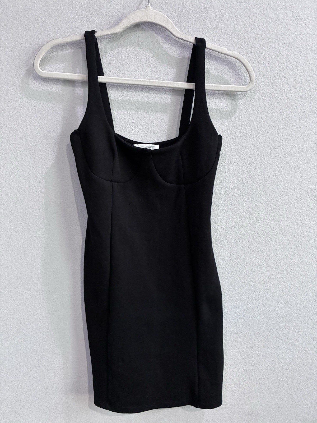 Zara Women’s Black Round Neck Bustier Mini Dress Zip Up Tagged M Runs Small