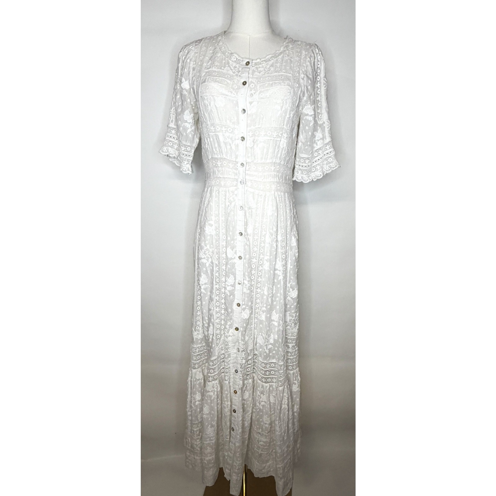 LoveShackFancy Minka Heritage Maxi Dress in True White – Size 6