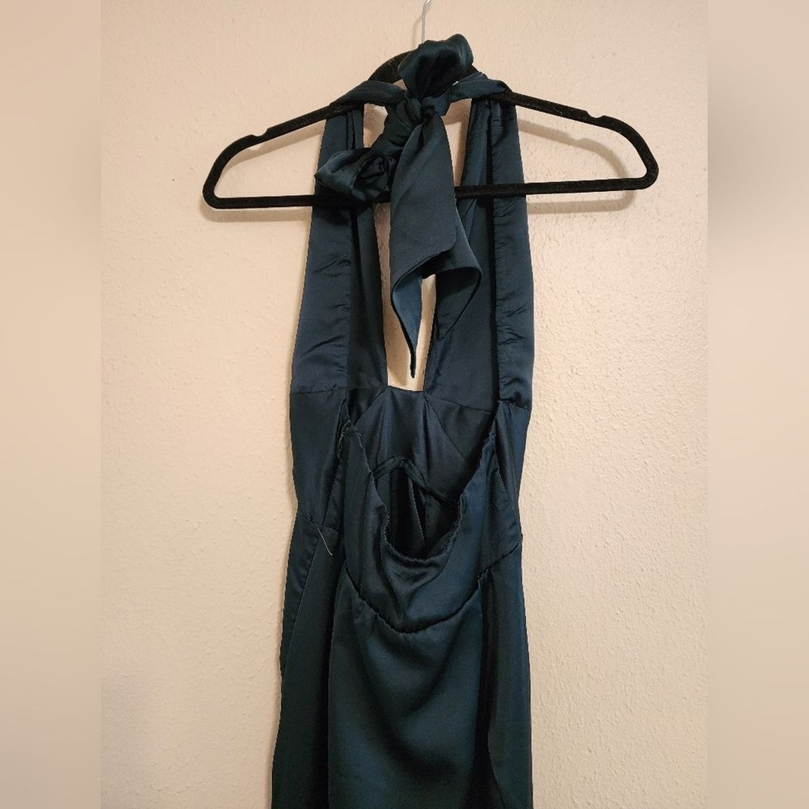 Show Me Your MuMu Adele Halter Deep Emerald Luxe Satin Maxi Dress S Wedding Prom