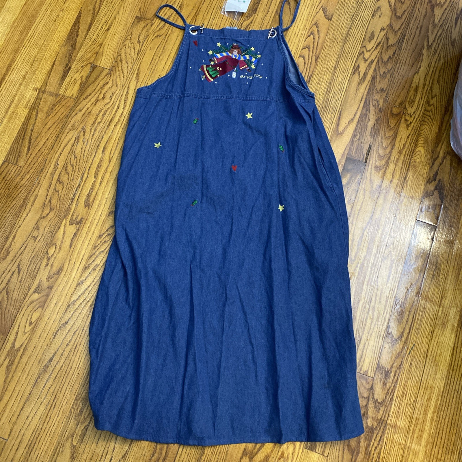 The Quacker Factory Denim Christmas Jumper Maxi Dress Angels Stars Teacher 20W