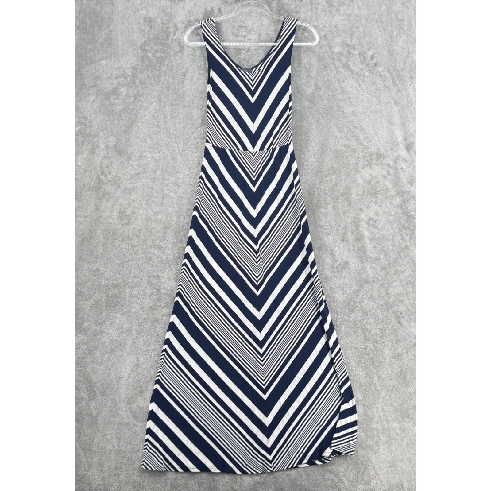 Market & Spruce Dress Womens Small Chevron Nautical Stretch Knit Coastal Navy