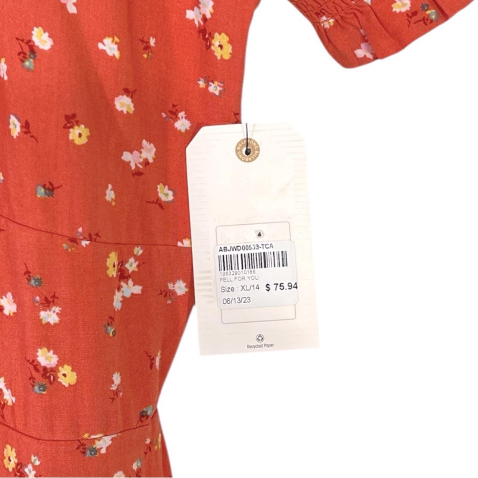 NWT Billabong Fell For You Floral Midi Dress In Terracotta Women’s Size XL
