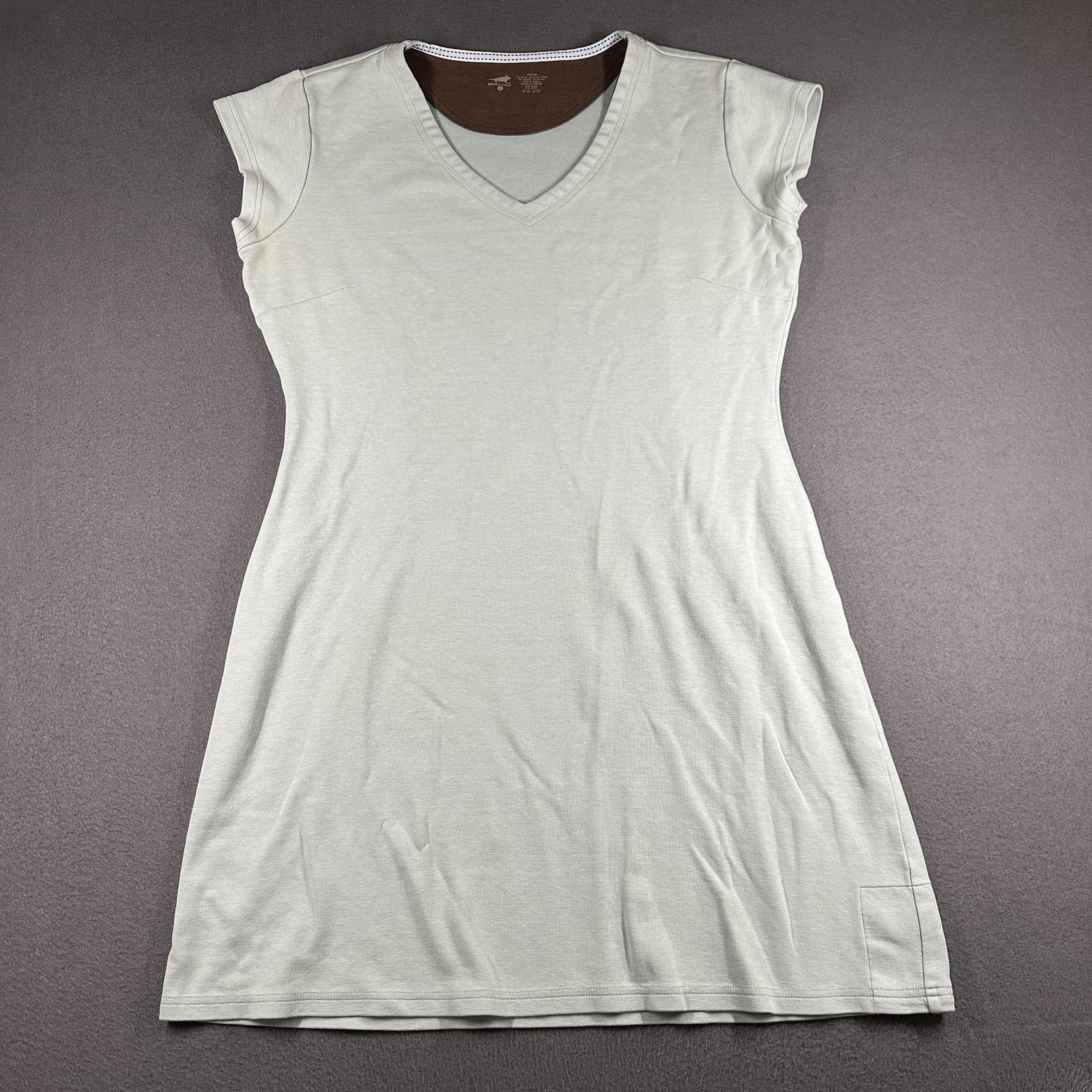 Horny Toad T-Shirt Dress Womens Large Green V Neck Cap Sleeve Pockets Casual