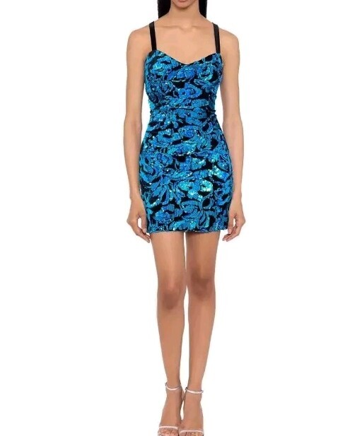 Blondie Nites Womens Sequined Mini Party Sheath Dress Juniors Size 5
