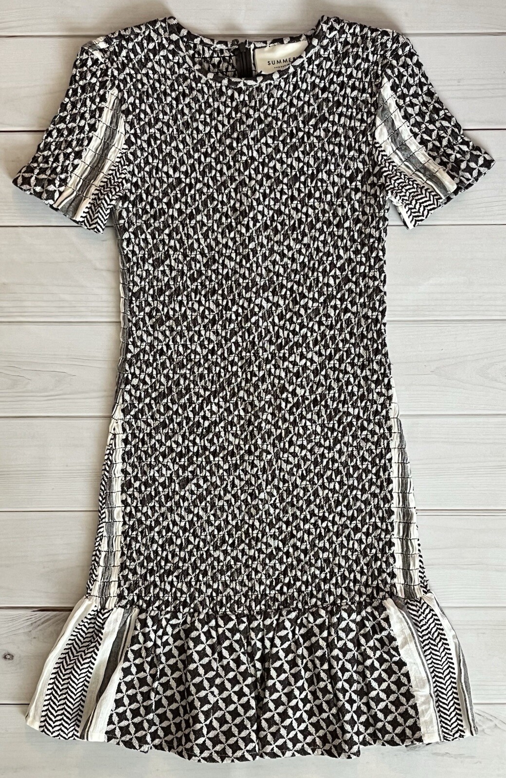 Summery Copenhagen Celine Short Sleeve Dress Smocked Mini Dress Size Medium