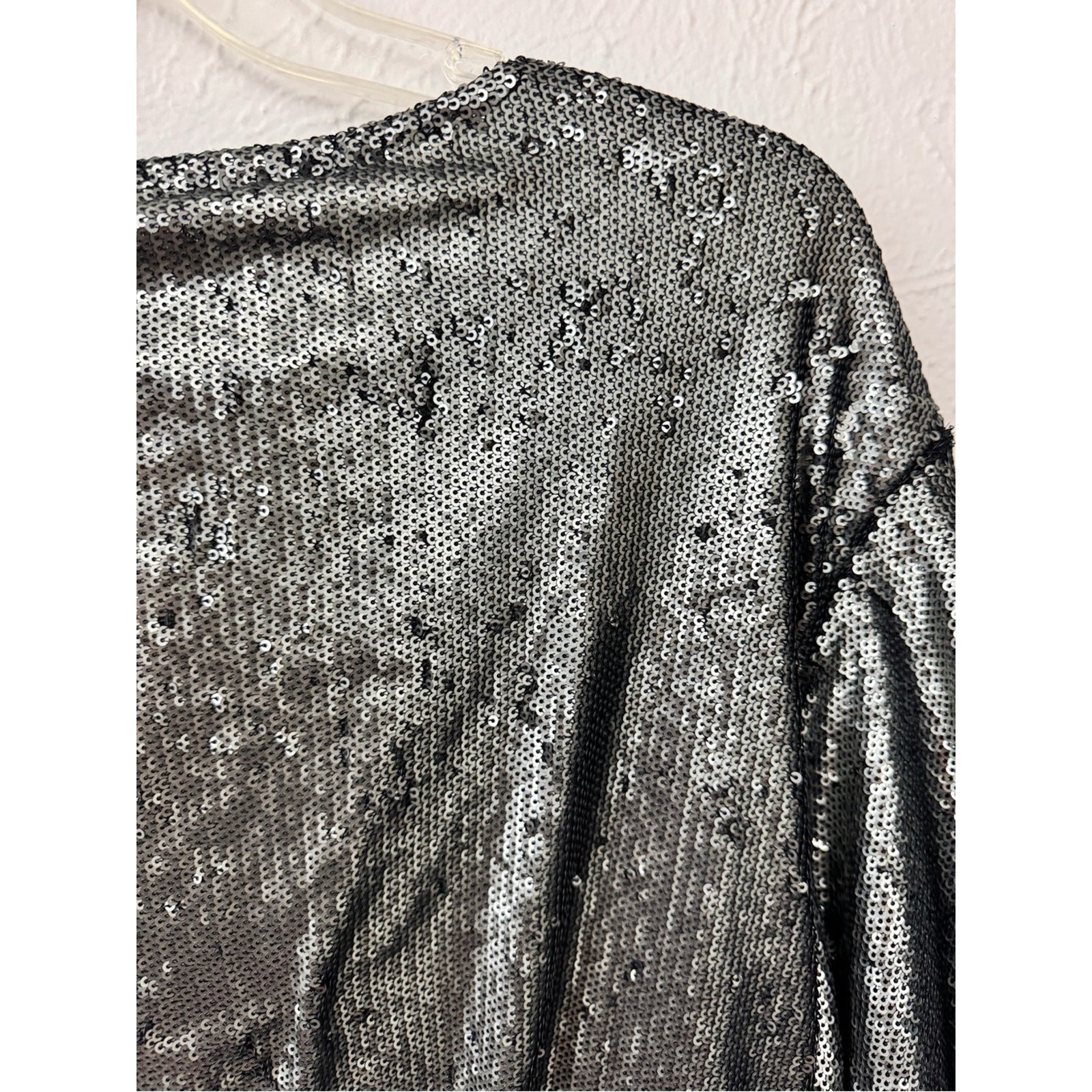 Free People Sequin Mini Dress Size Medium Silver Black Batwing Flawed AS-IS