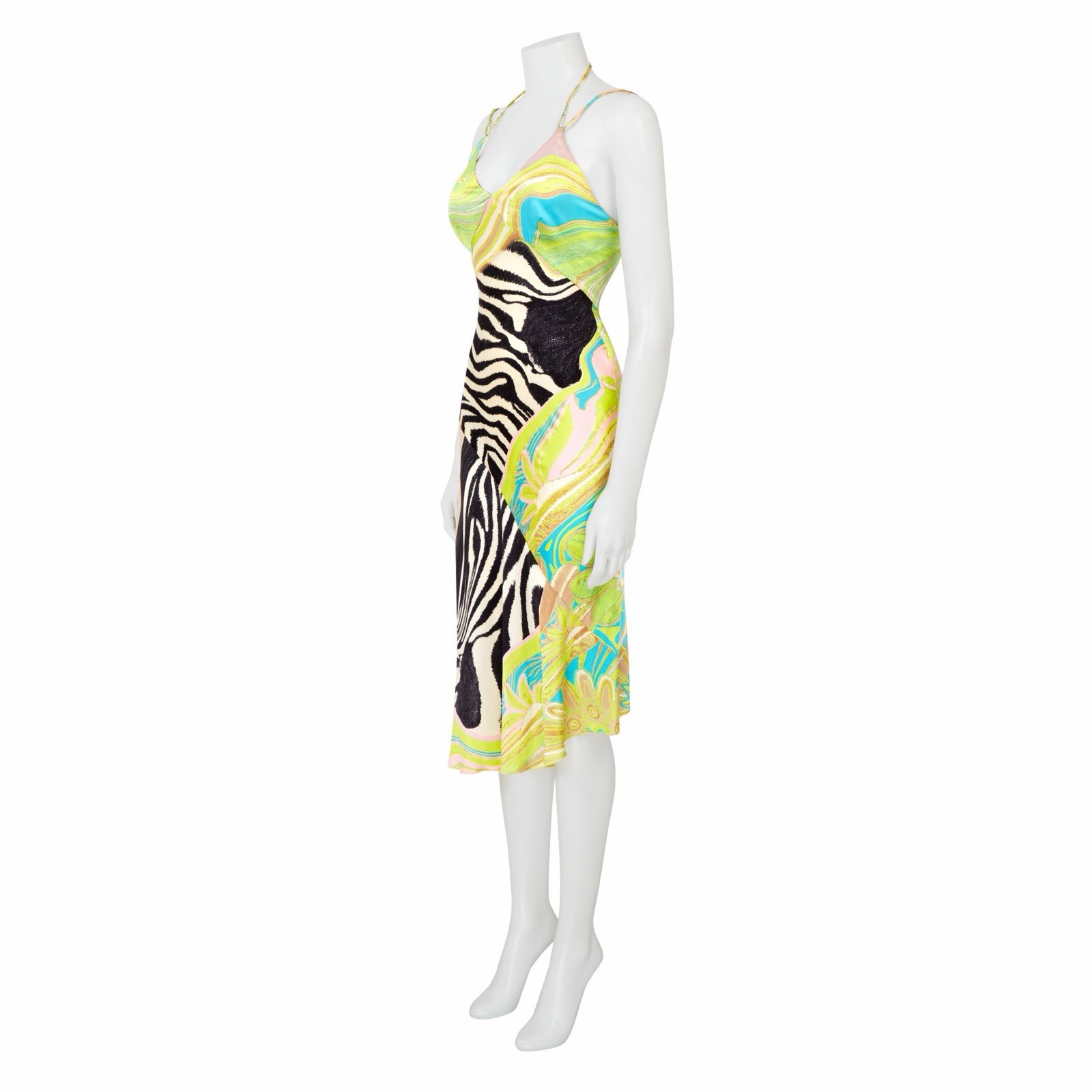 Roberto Cavalli S/S 2004 Patchwork Animal Print Silk Dress