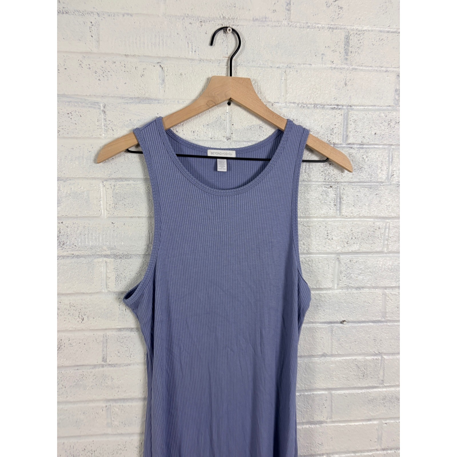 Beyond Yoga Formation Tank Dress Womens L Periwinkle Blue Ribbed Side Slit