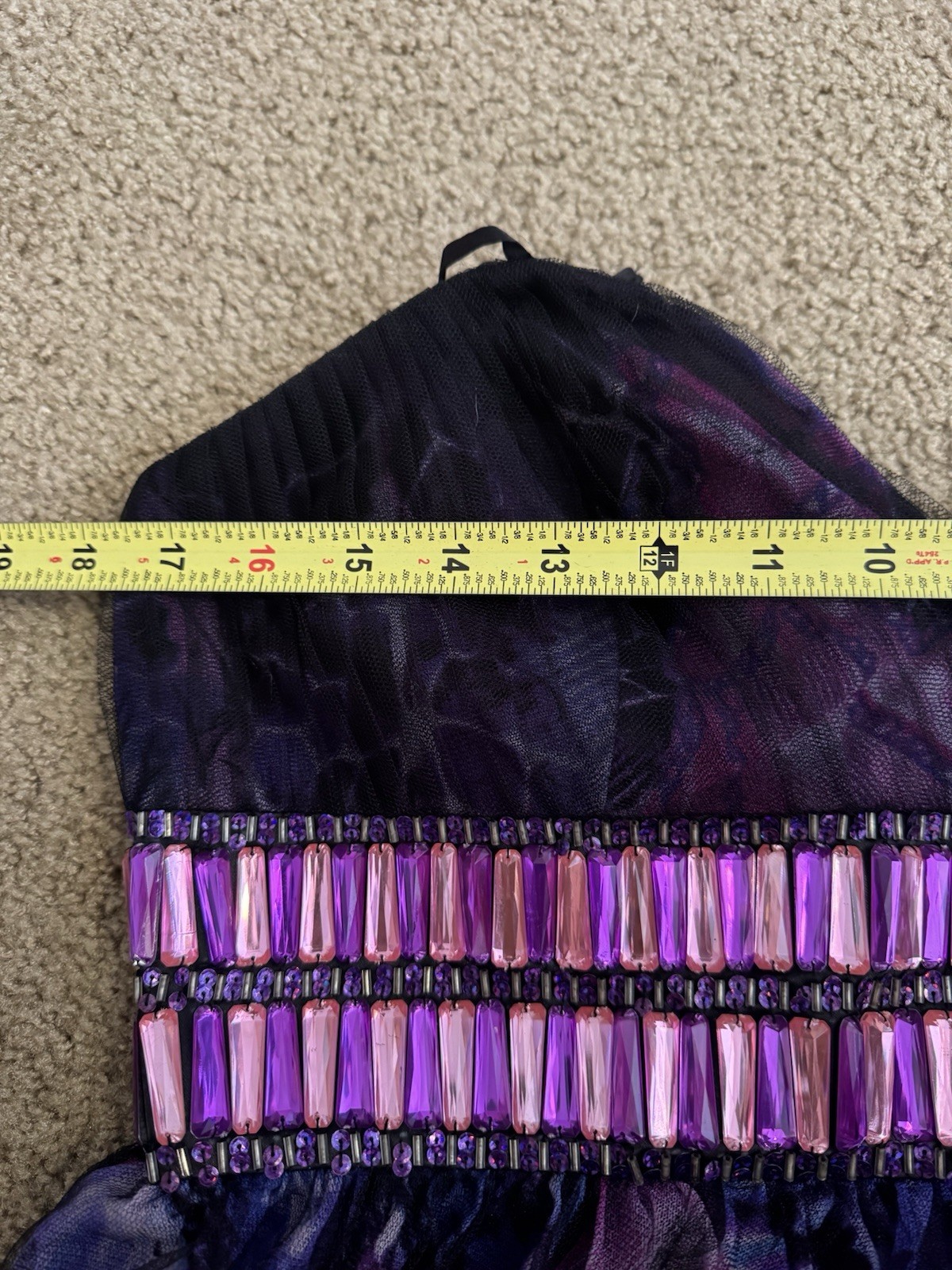 BLUSH PROM Beaded Black Purple Floral Cocktail Dress Party Holiday HOCO LARGE