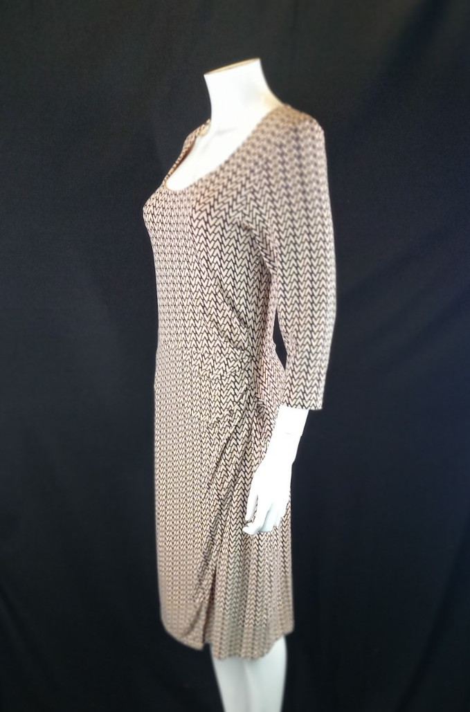 Pure Collection Black Beige Patterned Work Office Day Dress UK 14 EU 40 Viscose