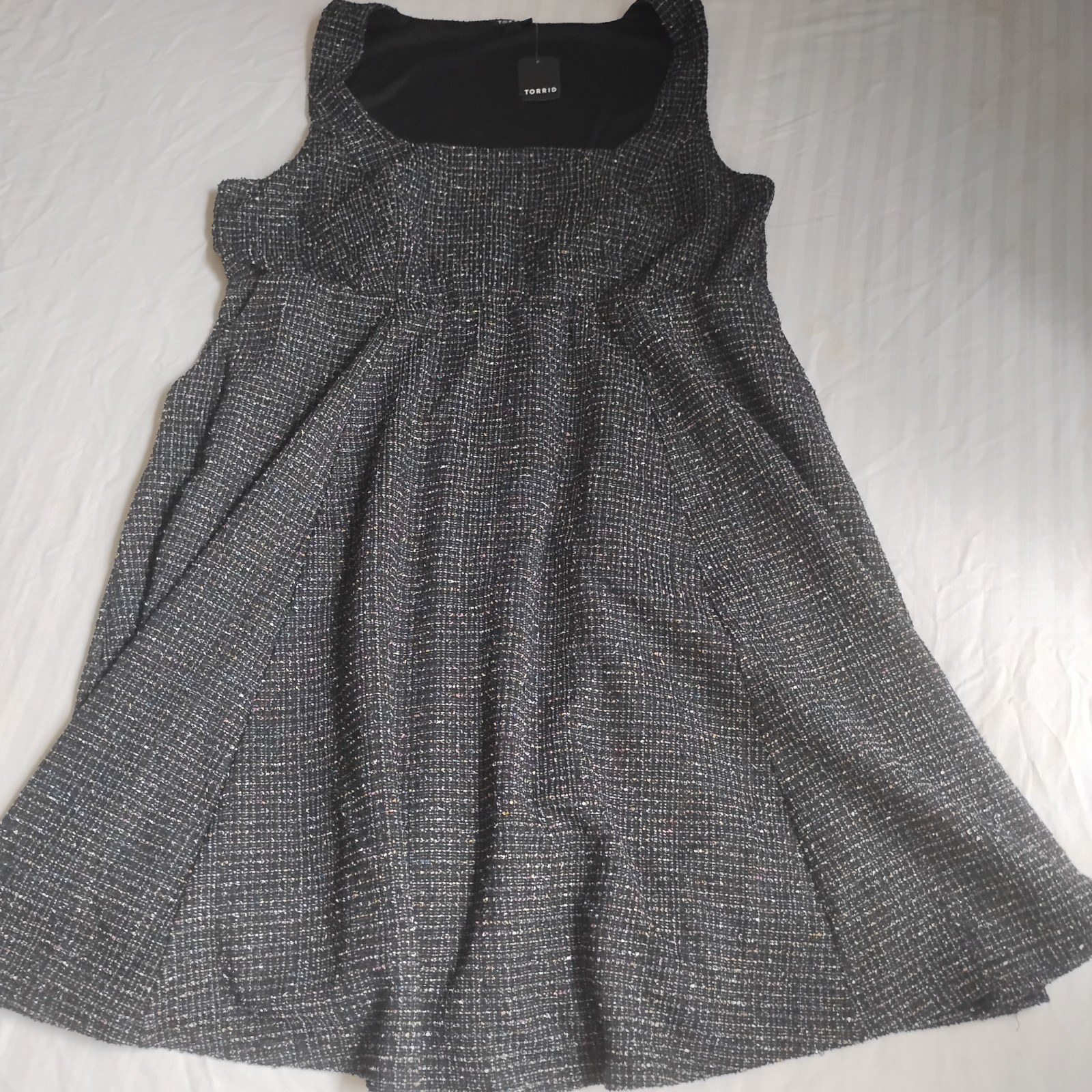 Torrid Dress 1x Square Neck Stretch Boucle Goth Grunge Rockabilly Mod Retro New