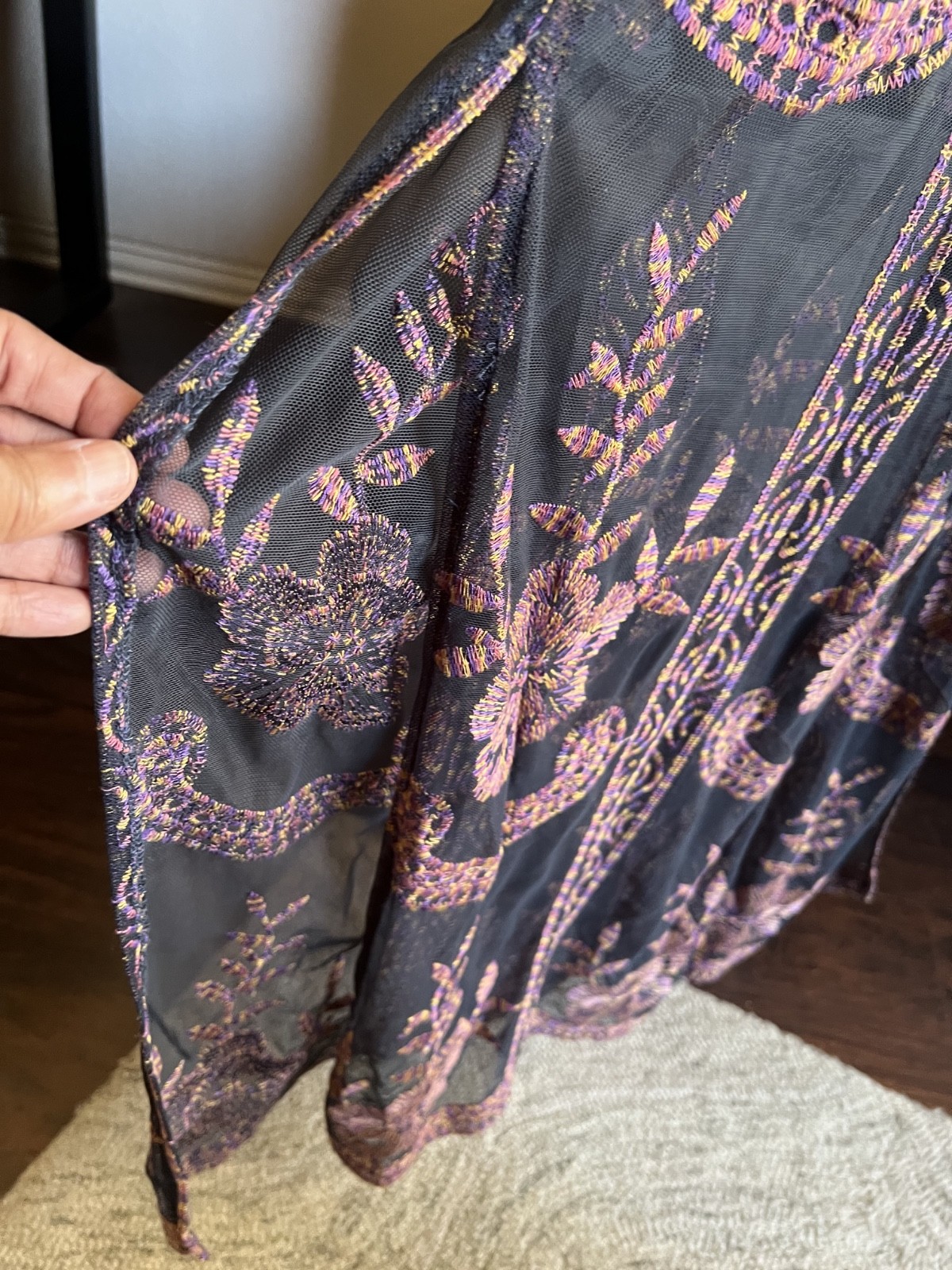 Alter’D State Embroidered Maroccon Kimono Maxi Dress Size Small | NWOT
