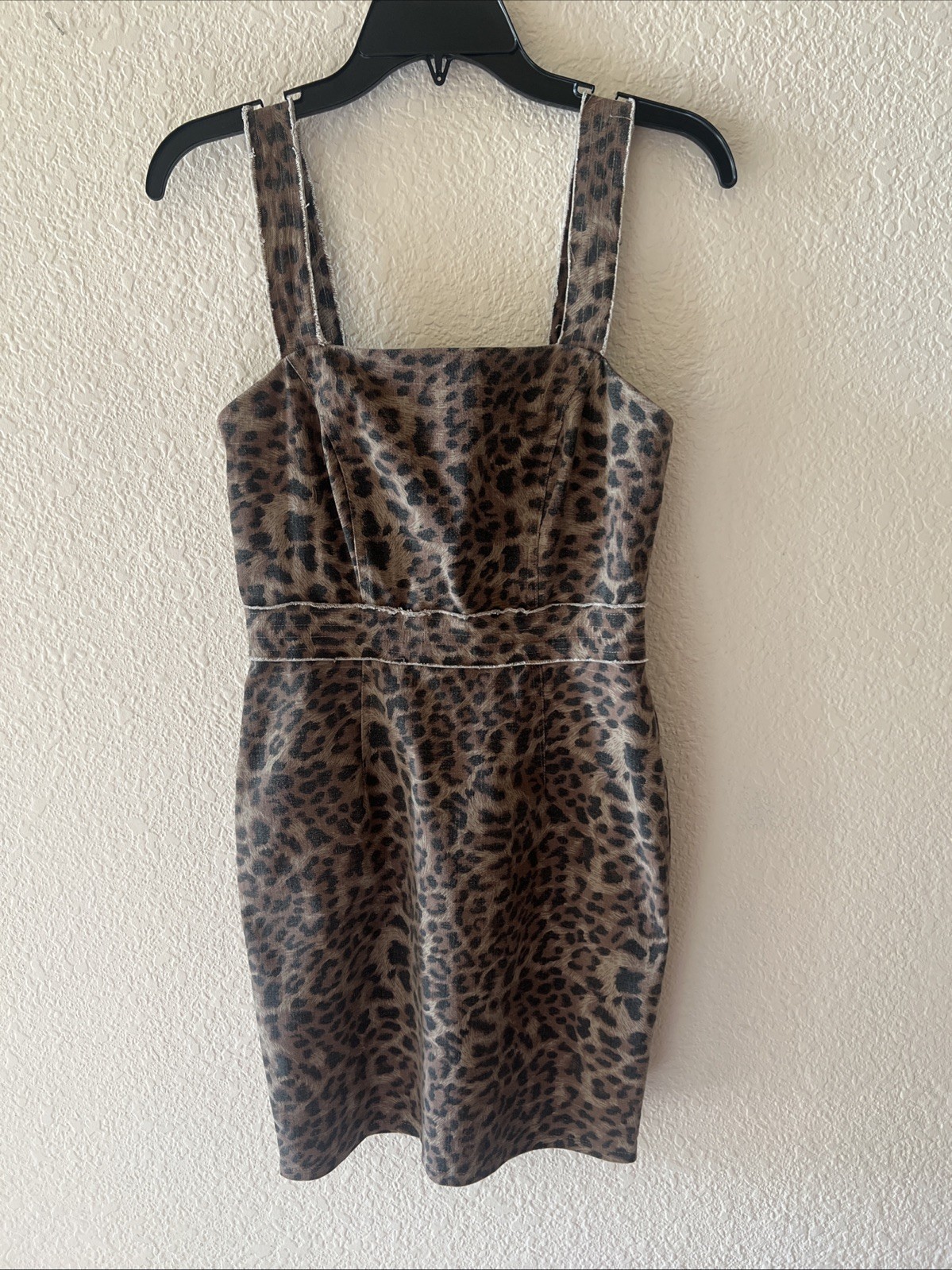 Olivaceous Leopard Print Mini Dress Small Buckle Strap Bodycon Animal Print