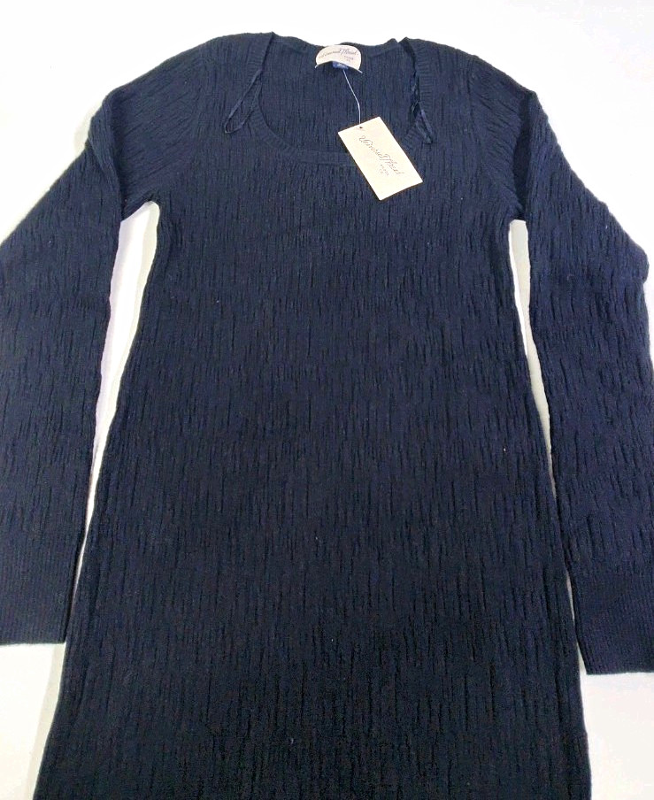 Universal Thread Women’s Goth Black Ribbed Knit Maxi Sweater Dress XS Scoop Neck