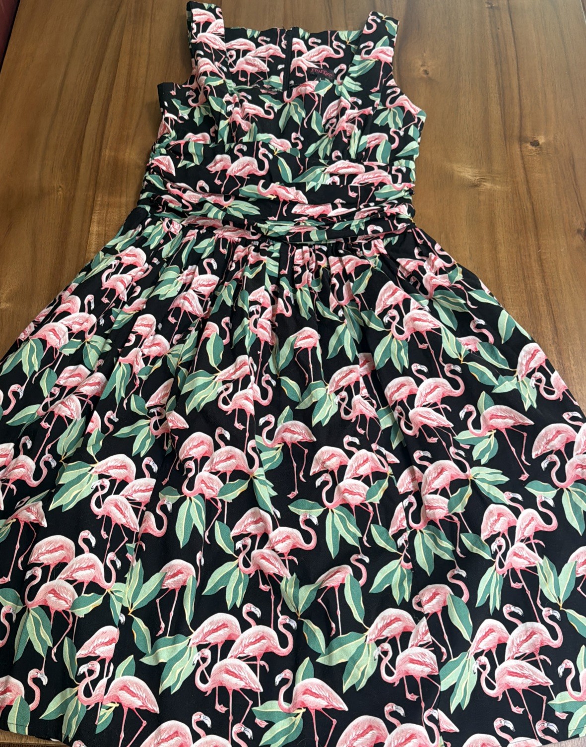 Fluffer Flamingo Dress 50s Rockabilly Swing Pinup Tropical Size Large Full Skirt