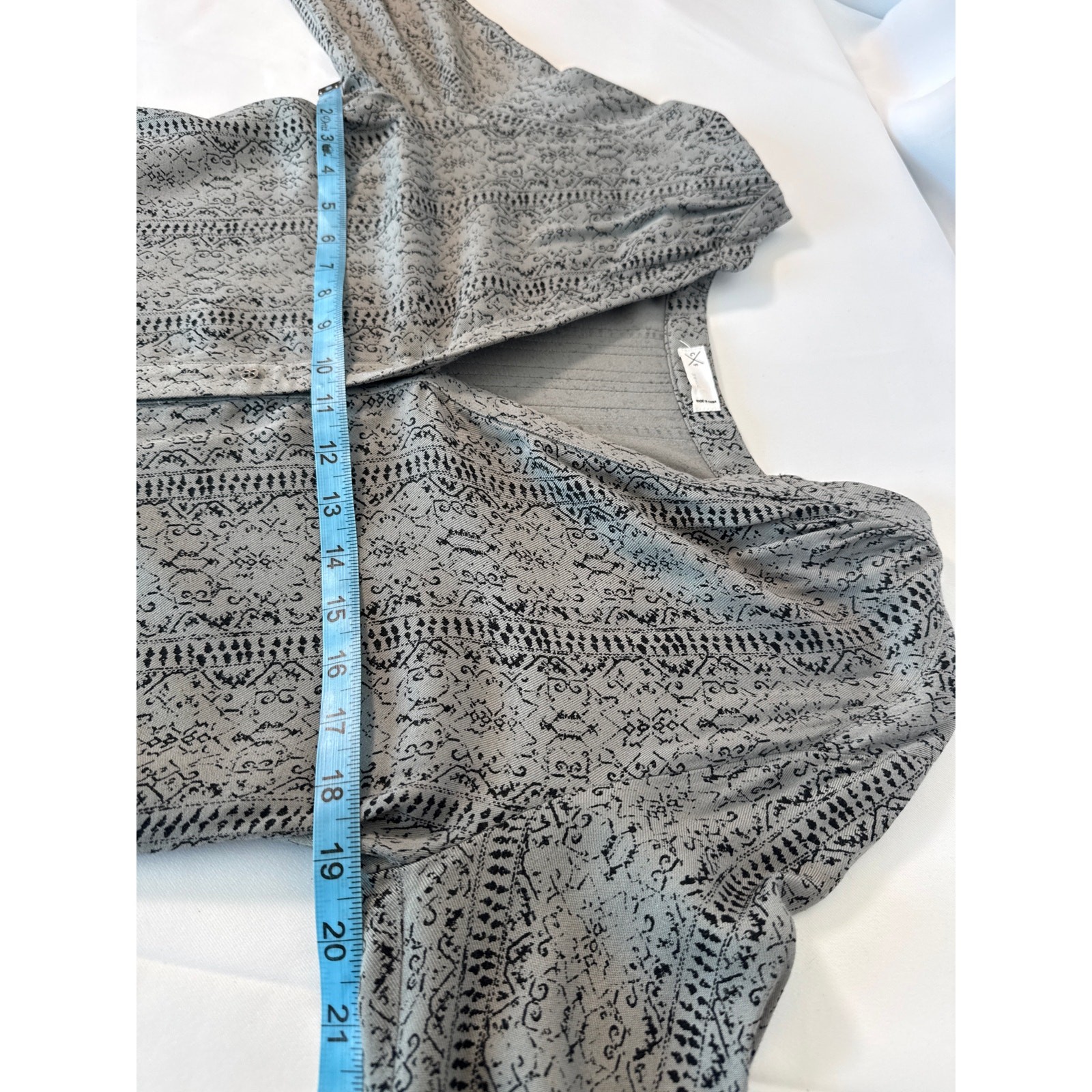 Boho Tunic Hi-Low Ruffle Hem Mini Dress Black & Grey Geometric Small