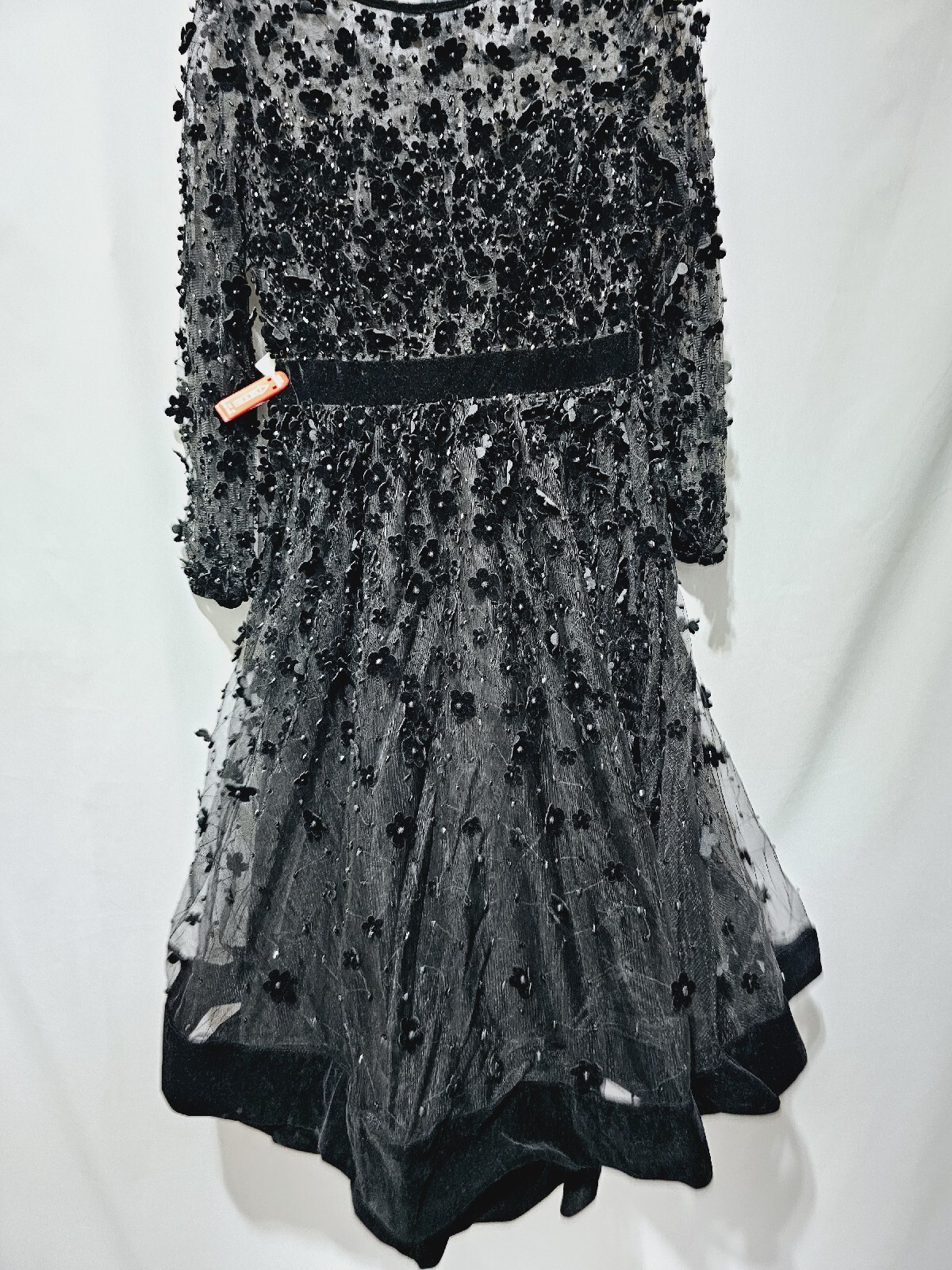 Mac Duggal Evening – 67007D Embellished Sheer Long Sleeve A-Line DressSize 8
