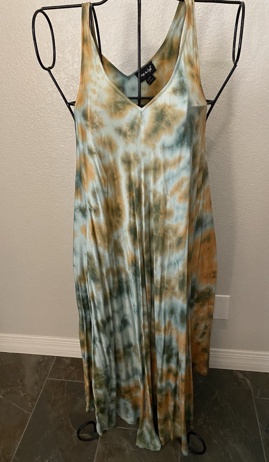 Step In Style Women’s Summer Boho Tank Maxi Dress Tie Dye Multi XL NEW