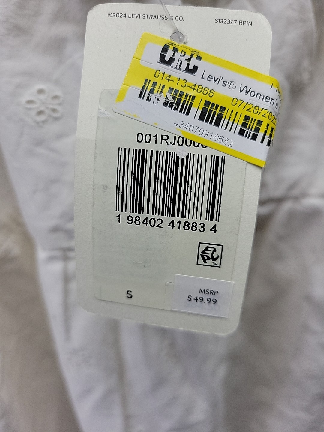 Levi’s Women’s Cora Sleeveless Mini Dress Size S Whisper White