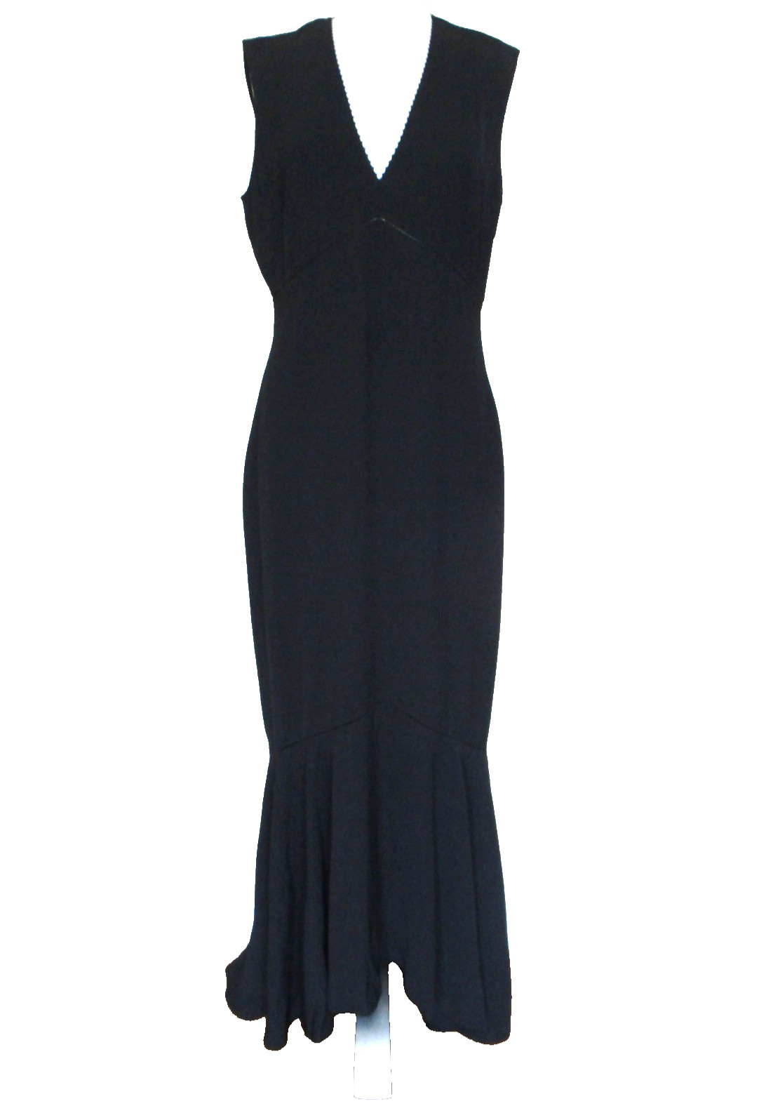 Elie Tahari Maxi Dress Fishtail Gown Sz 14 Women Black Sleeveless