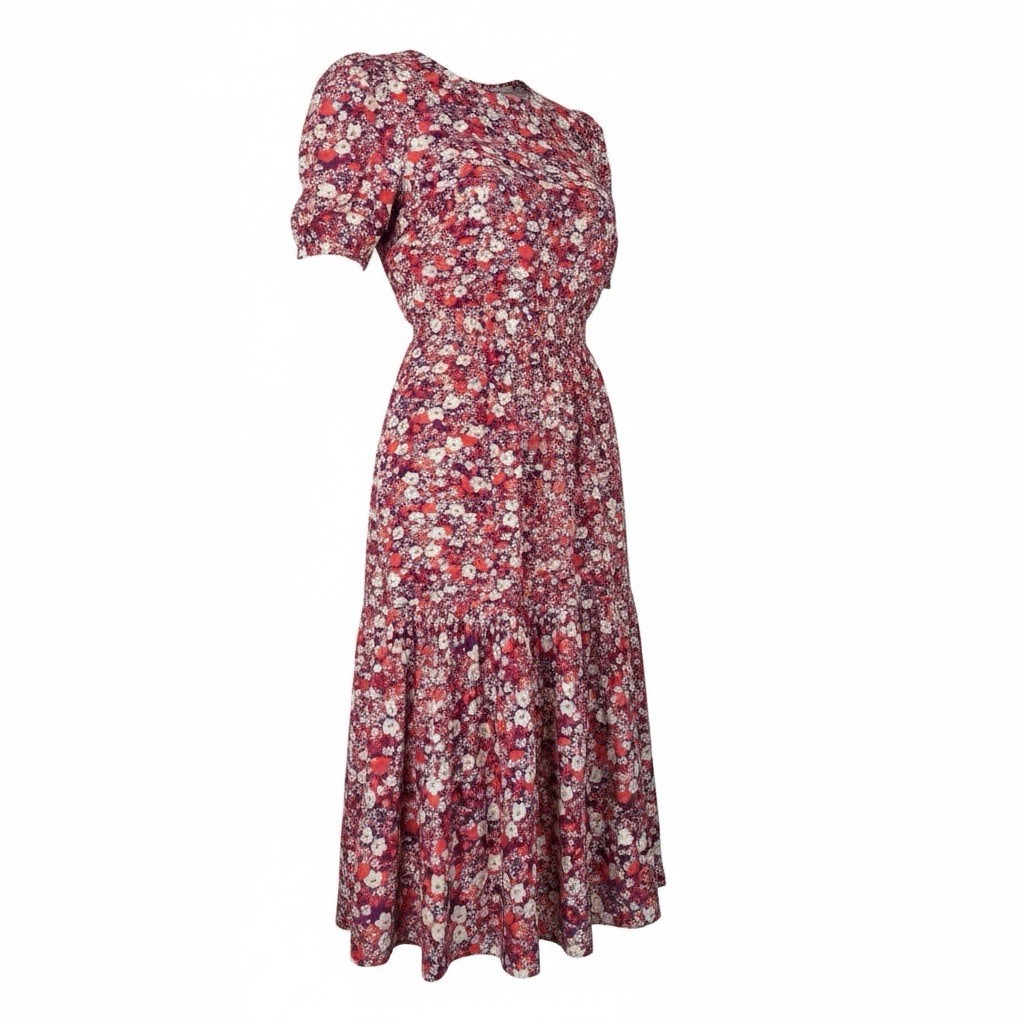 Women’s Shoshanna Quarter Sleeve Floral Midi Dress Multicolor Size 8