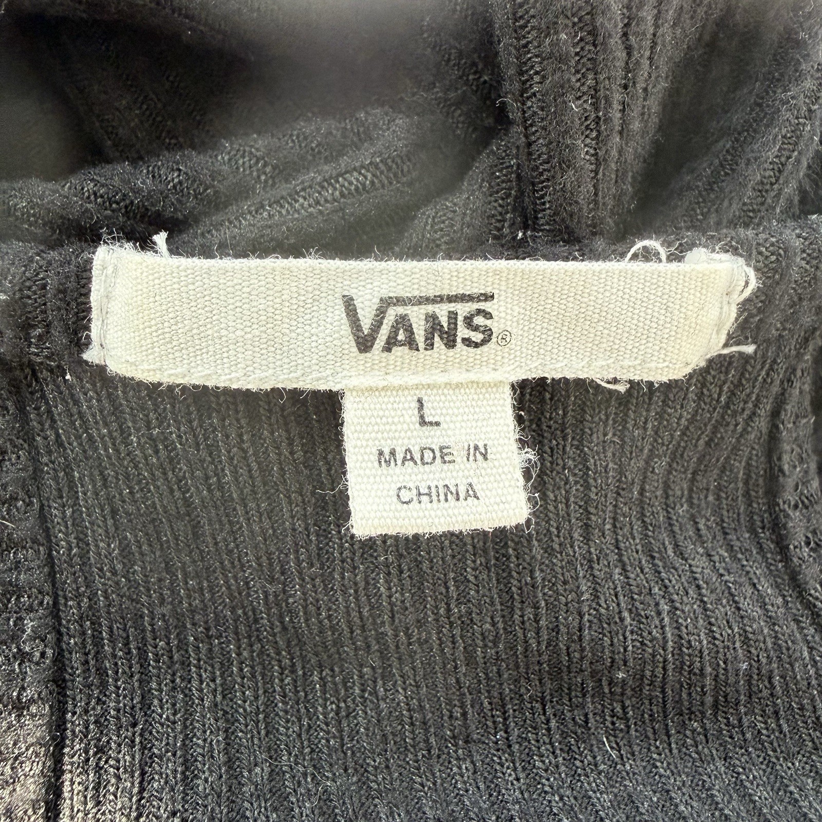 VANS Black Spaghetti Strap Ribbed Jersey Knit Sporty Short Sun Dress Size L