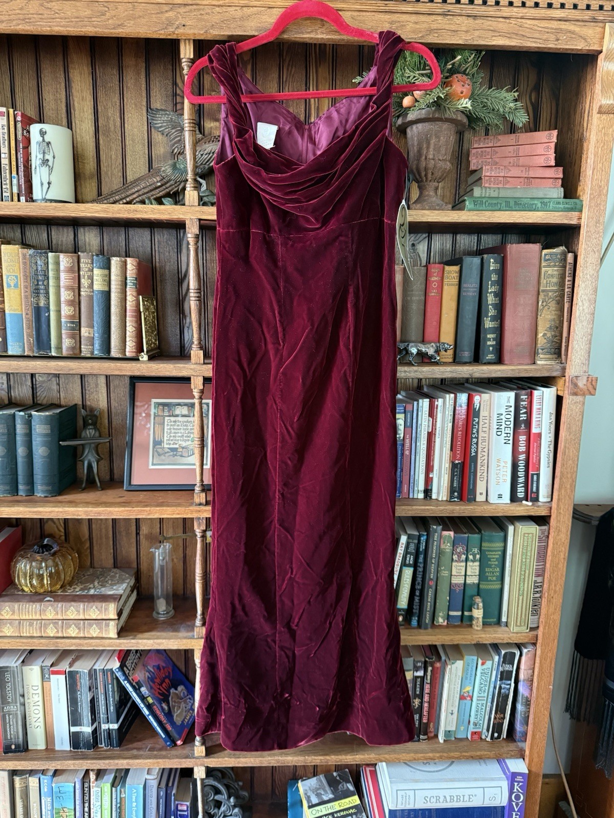 Vintage WATTERS AND WATTERS 6 Velvet Burgundy Wine Full Length Dress NEW!