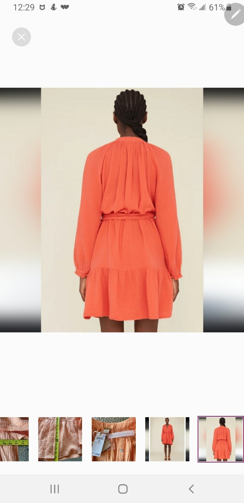 Magaschoni 100% Organic Cotton Gauze Button Front L/S Dress Sz S NWT