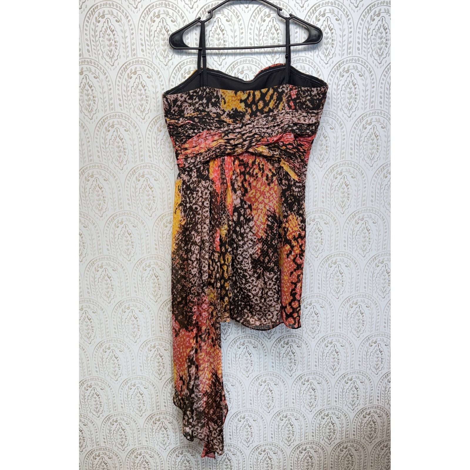 Maxandcleo Mini Dress Womens 14 Multi Snake Print Strapless Ruched Side Drape