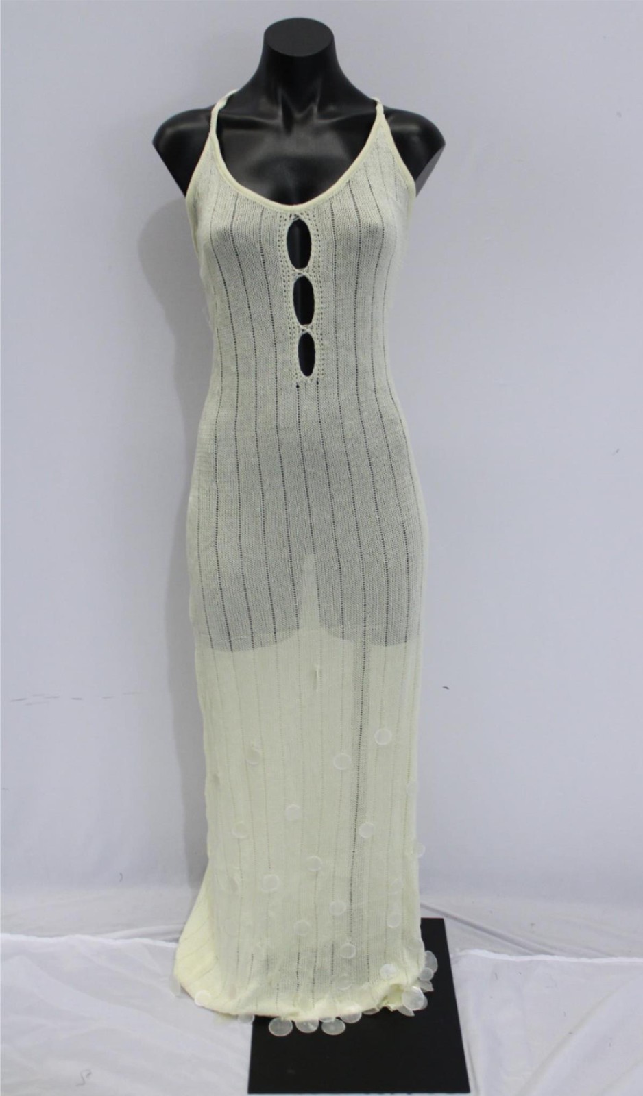 Peppermayo Women’s Siren Song Crochet Cut-Out Maxi Dress BE5 Ivory Size S/M