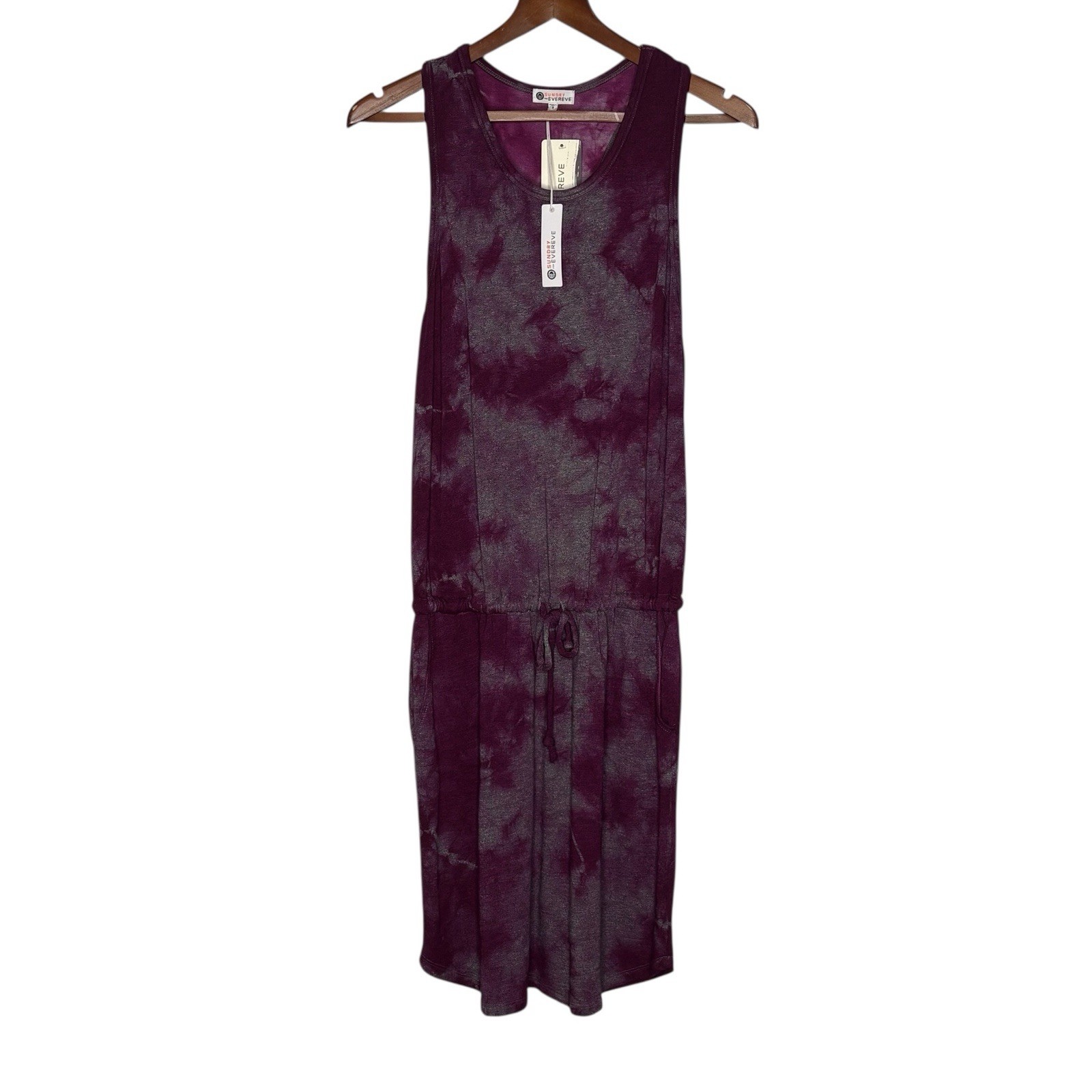 NEW Sundry for Evereve The Weekender Berry Tie Dye Racerback Dress L Pockets $98