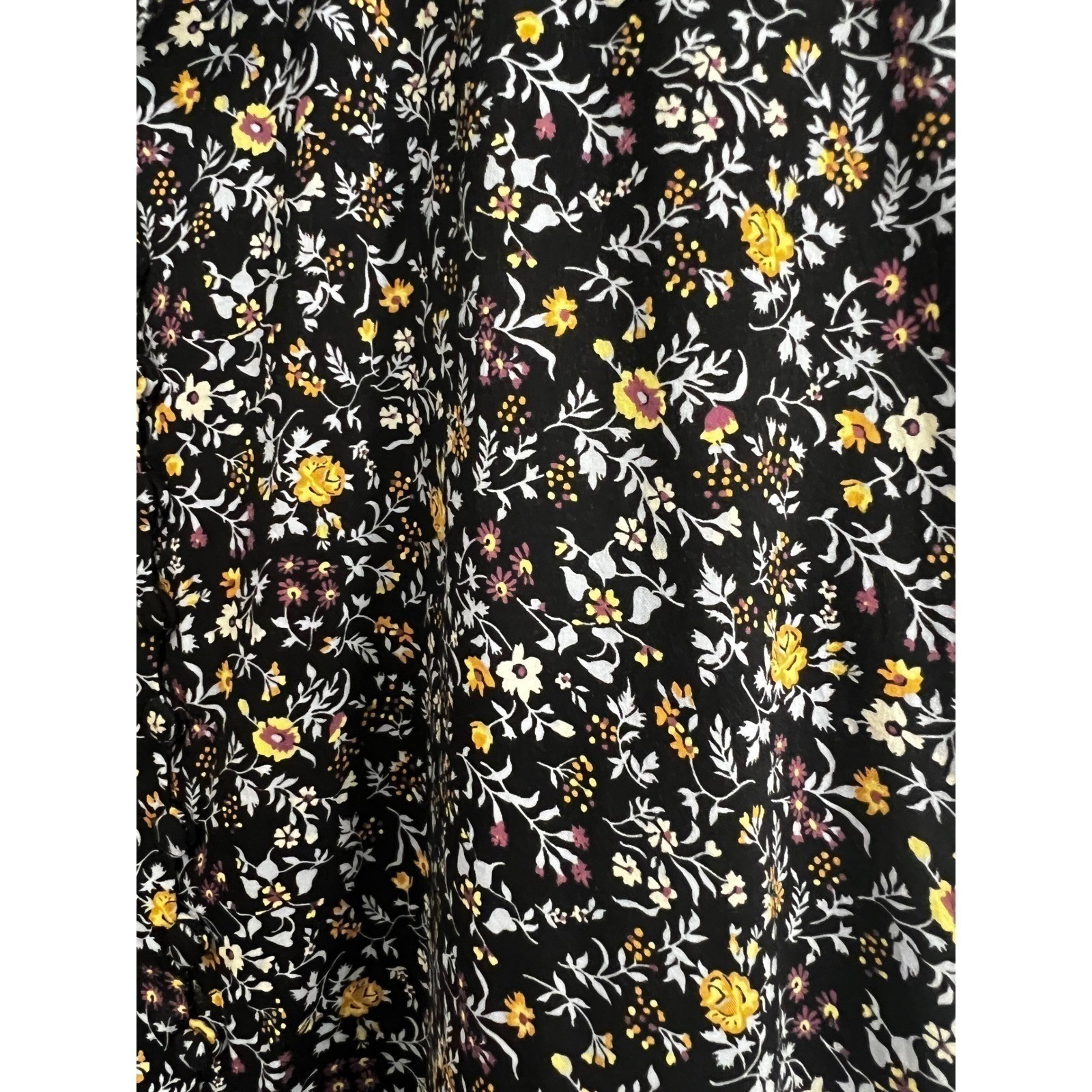 Madewell Ruffle Button Front Trapeze Mini Dress Folkmagic Garden BlackClassic